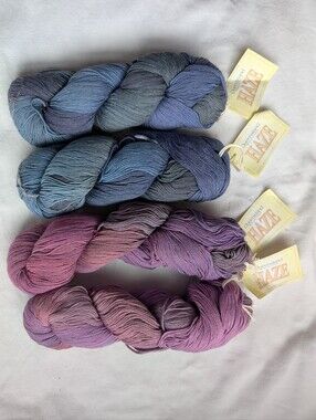 Queensland Haze Yarn Cotton Blend Lavender & Blue Gradients - 4 Skeins